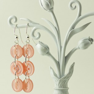 Dangle Button Earrings – Pale Pink
