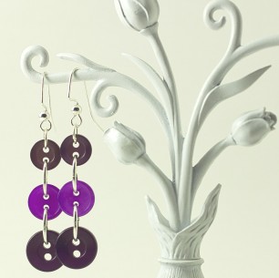 Dangle Button Earrings – Purple