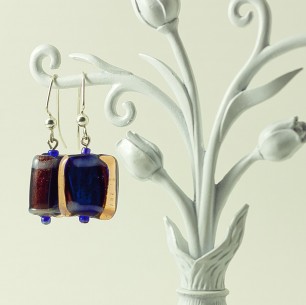 Dangle Bead Earrings – Cobalt & Orange