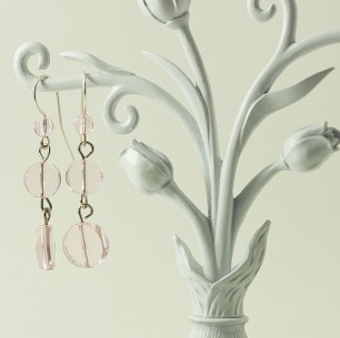 Dangle Bead Earrings – Sheer Pink Circles