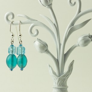 Dangle Bead Earrings – Soft Blue
