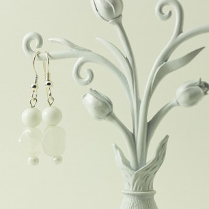 Dangle Bead Earrings – White